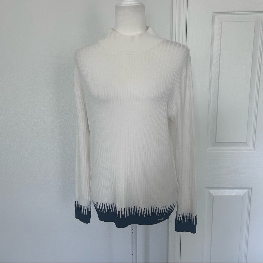 Calvin Klein Cream and Black Cowl Neck Sweater size M
